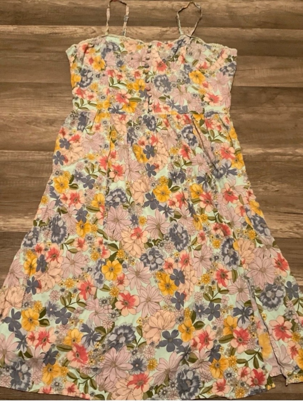 Angie Floral Midi Dress in Pink, Blue & Yellow